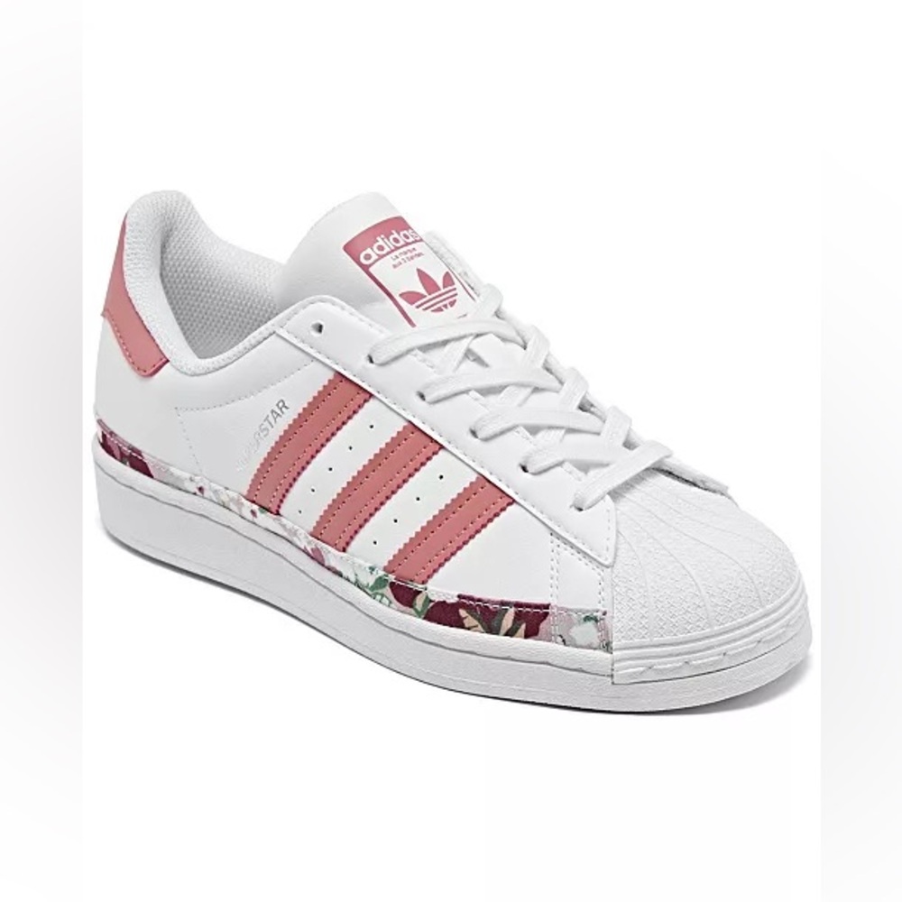 Adidas Originals White & Pink Her Studio London Superstar Sneakers Big Girls